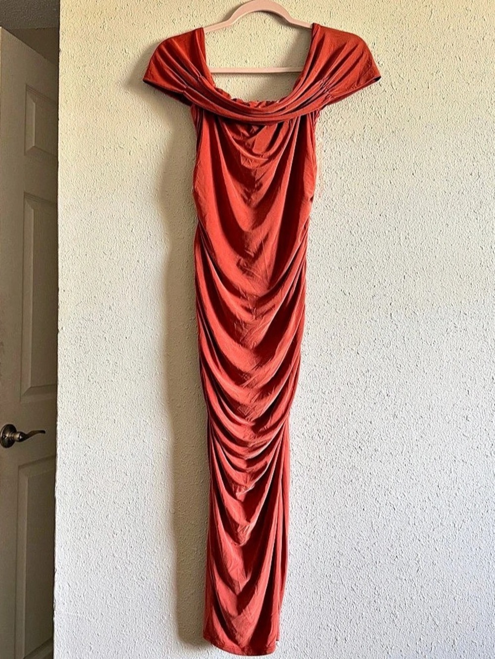 Ruched Maxi Dress in Red Like New